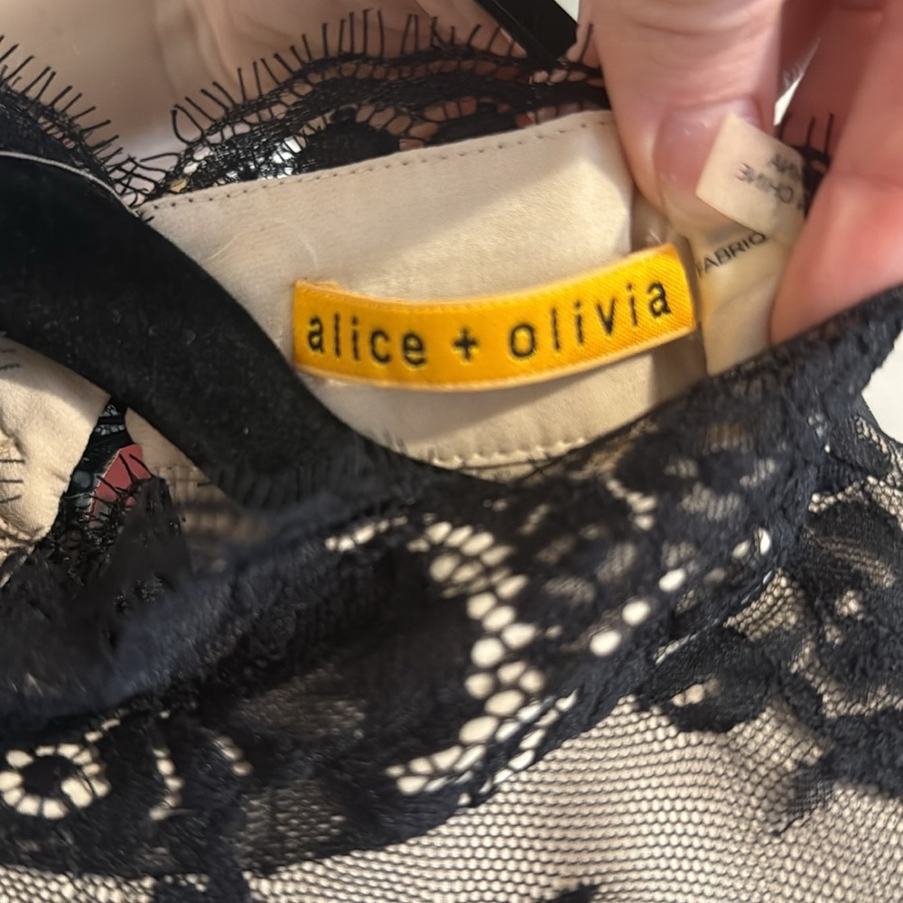 Alice + Olivia Black Lace High Neck Open Back Dress - Picture 2 of 6